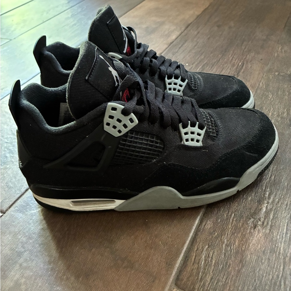 Jordan Black and Gray Athletic Shoes black four canvas